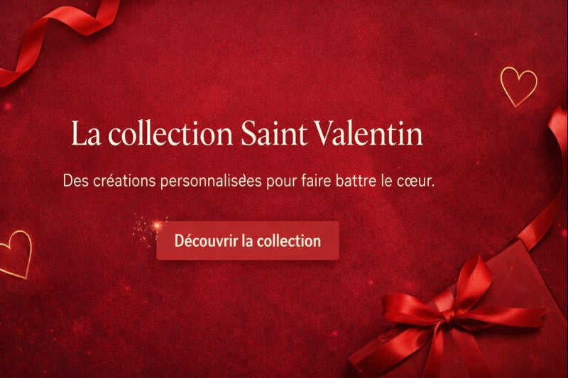 Découvrez notre sélection spéciale Saint Valentin : des créations personnalisées, fabriquées à la demande, pour offrir un cadeau qui a du sens.