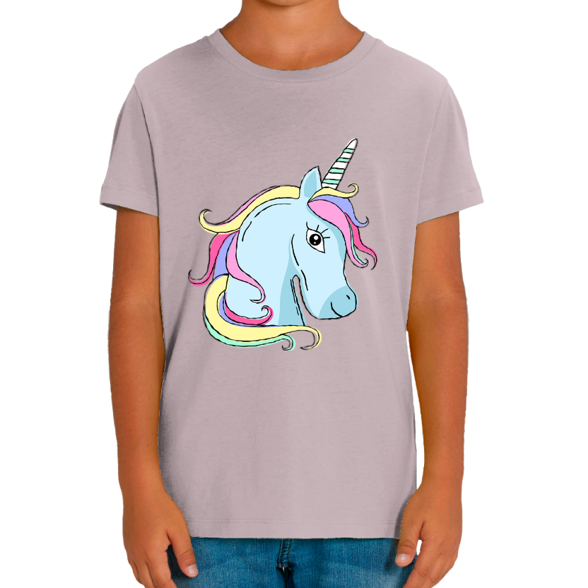 T-shirt Licorne Tête de Licorne pour Fille – Coton Imprimé