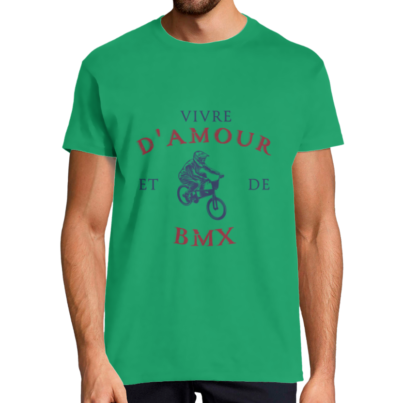 T-shirt homme « Vivre d’amour et de BMX » – Coupe classique, 100 % coton