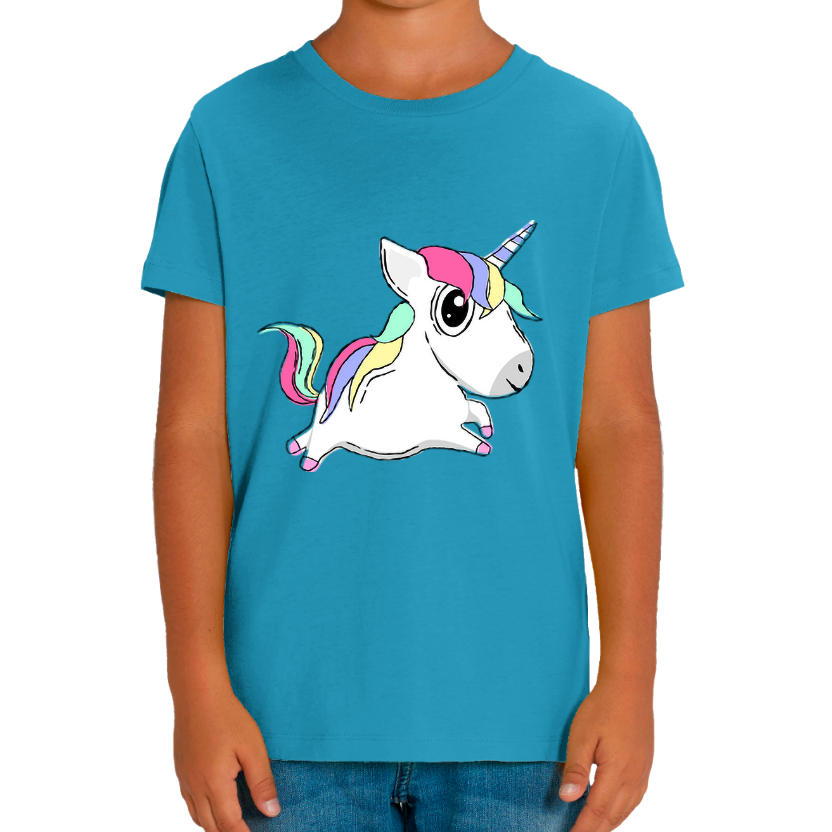 T-shirt licorne « qui saute » pour fille – imprimé fantaisie