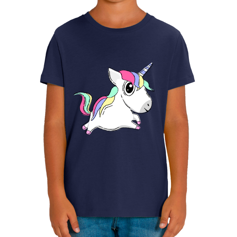 T-shirt licorne « qui saute » pour fille – imprimé fantaisie
