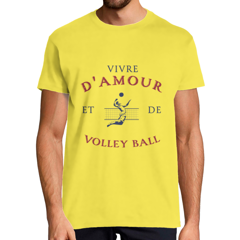 T-shirt homme “Vivre d’amour et de volley-ball” – coton jersey