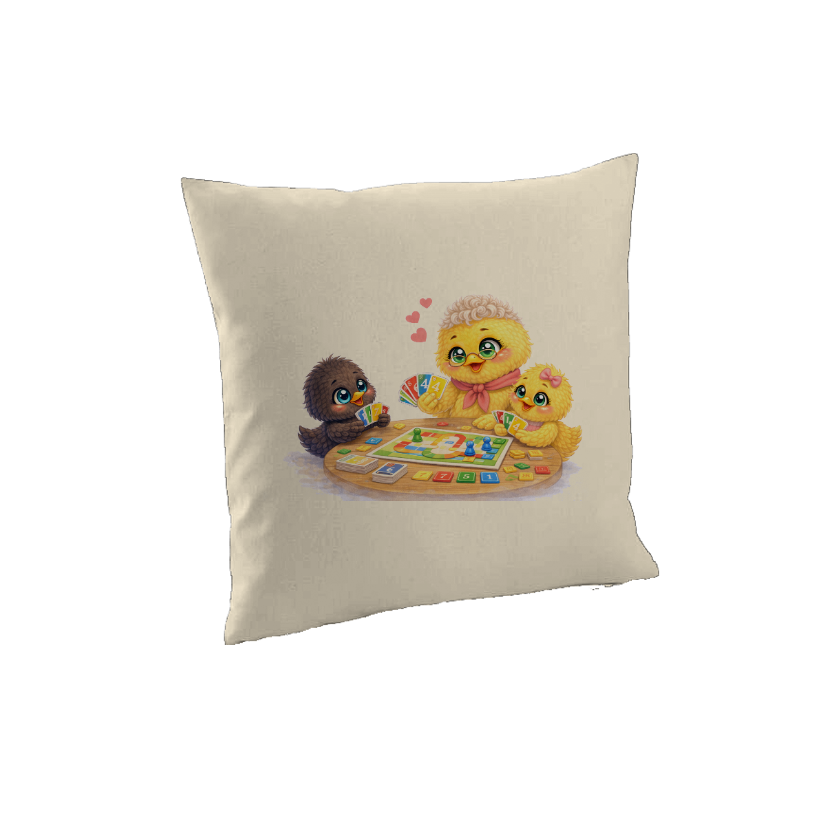 Housse de coussin décorative “Mamie jeux de société” pour fête des grands-mères