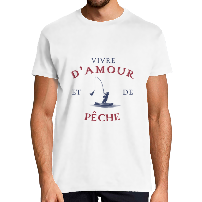 T-shirt homme “Vivre d’amour et de pêche”