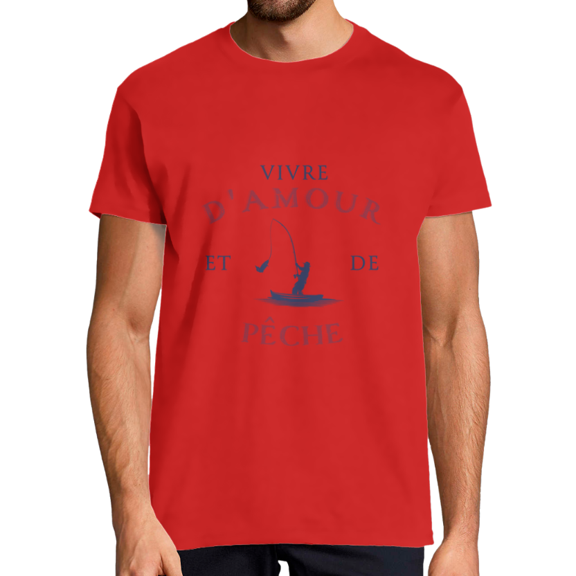 T-shirt homme “Vivre d’amour et de pêche”