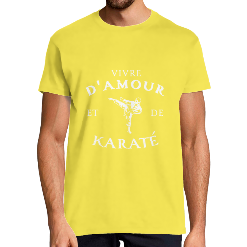 T-shirt Homme “Vivre d’amour et de Karaté” – Coupe Classique, 100 % Coton