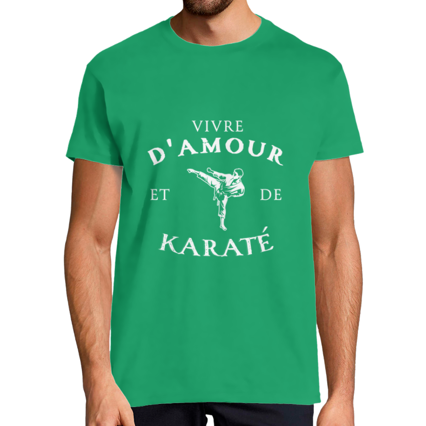 T-shirt Homme “Vivre d’amour et de Karaté” – Coupe Classique, 100 % Coton