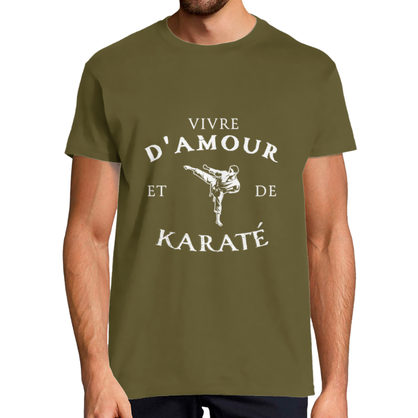 T-shirt Homme “Vivre d’amour et de Karaté” – Coupe Classique, 100 % Coton