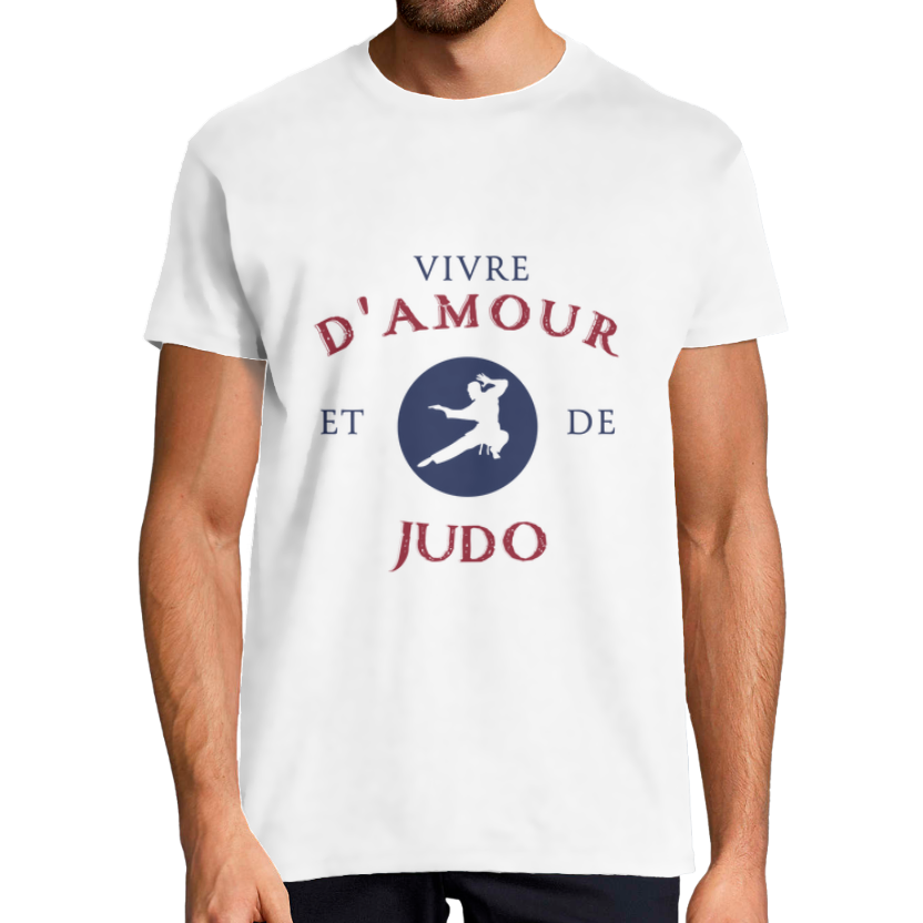 T-shirt homme “Vivre d’amour et de judo” – coupe classique, col rond, coton léger