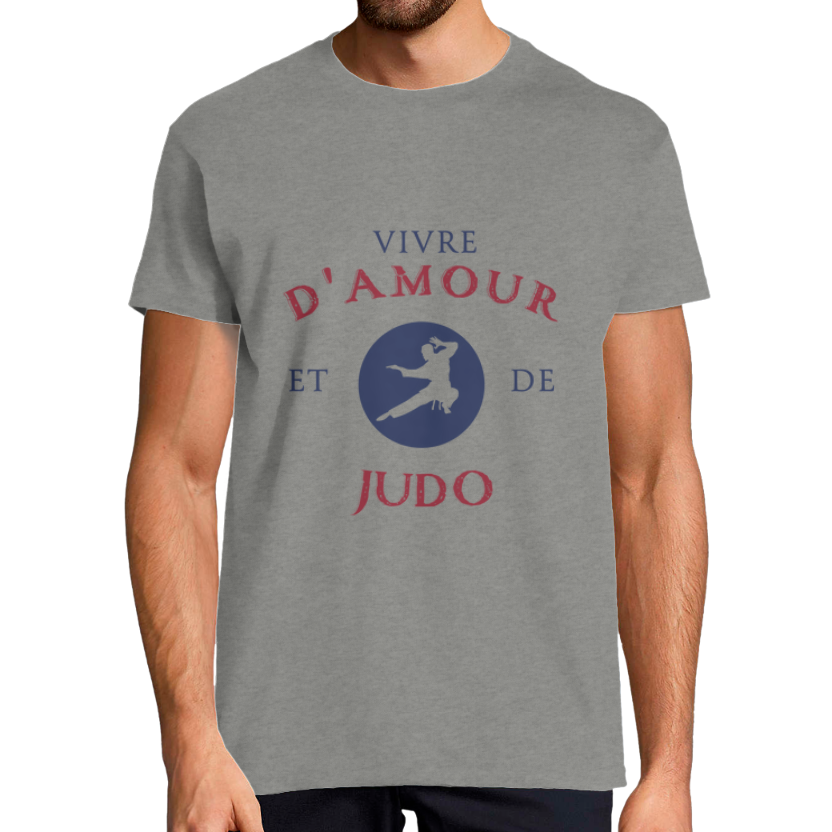 T-shirt homme “Vivre d’amour et de judo” – coupe classique, col rond, coton léger