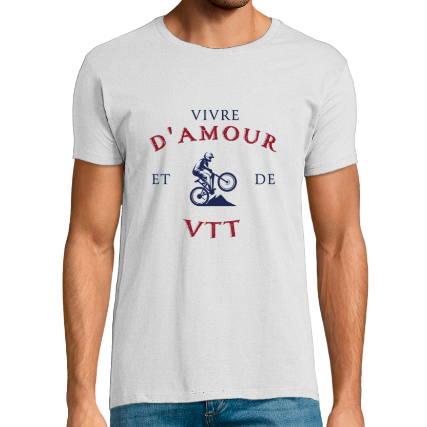 : T-shirt homme “Vivre d’Amour et de VTT” – Confort et Style
