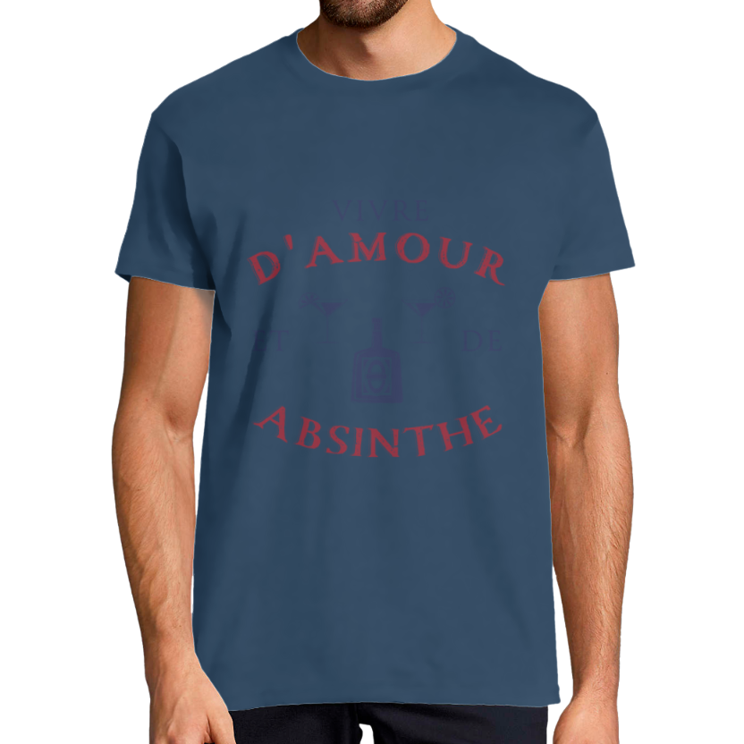 T‑shirt homme « Vivre d’amour et d’absinthe » — coupe classique 100 % coton
