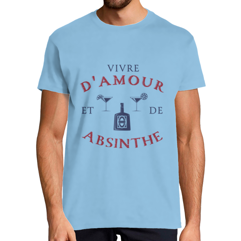 T‑shirt homme « Vivre d’amour et d’absinthe » — coupe classique 100 % coton