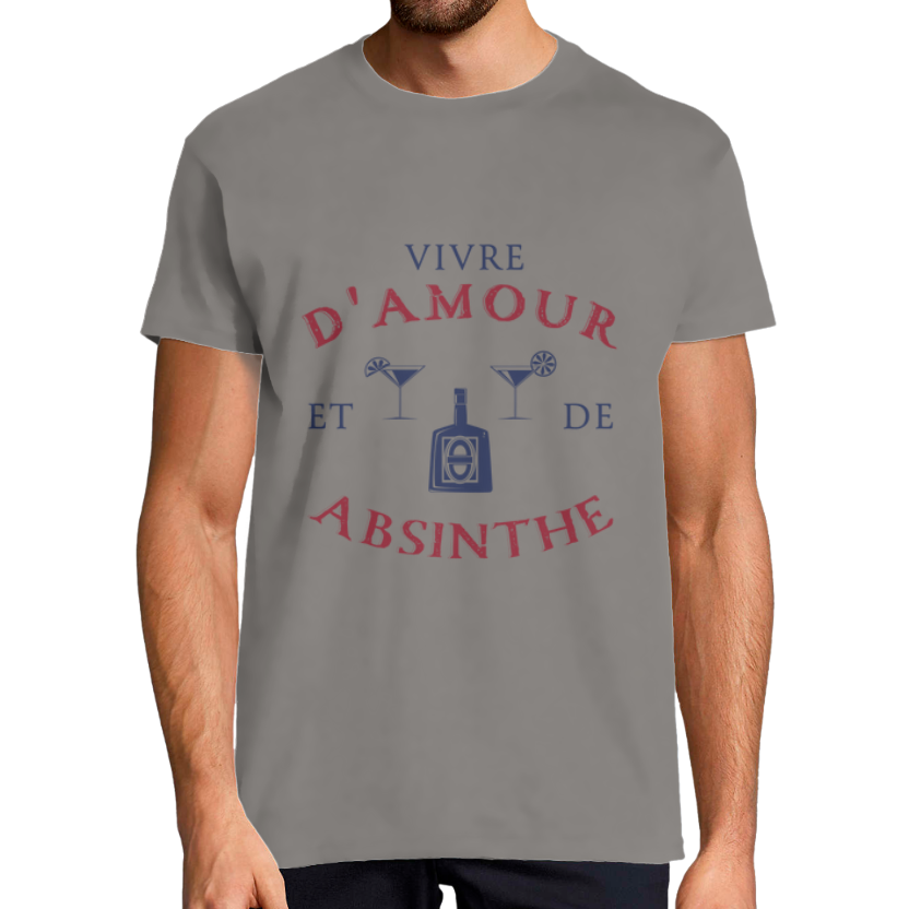 T‑shirt homme « Vivre d’amour et d’absinthe » — coupe classique 100 % coton