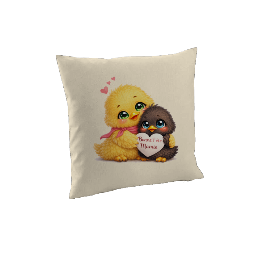 Housse de coussin “Bonne Fête Mamie” – Illustration exclusive