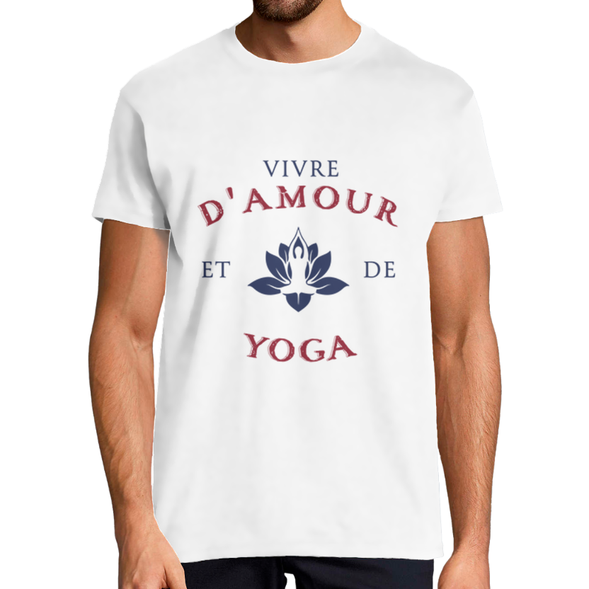 T-shirt Homme « Vivre d’amour et de Yoga » – Coupe Classique 100 % Coton