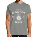 T-shirt Homme “Vivre d’amour et de boxe” – 100 % Coton, Coupe Classique