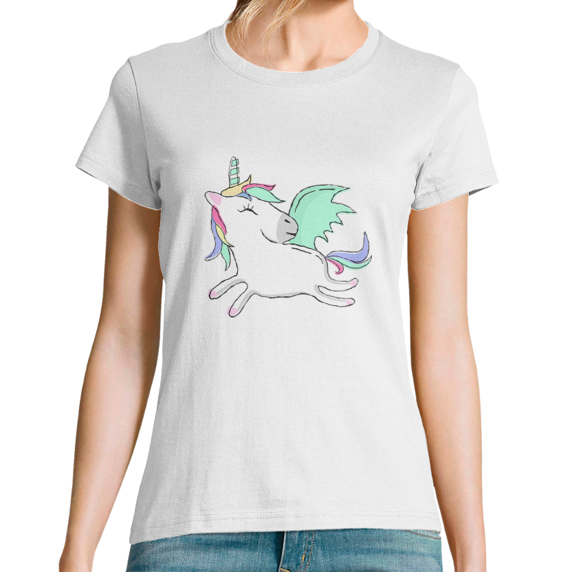T-shirt Licorne Volante – Imprimé Magique pour Femme & Fille