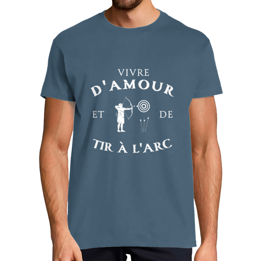 T-shirt Homme « Vivre d’amour et de tir à l’arc » – Confort et style