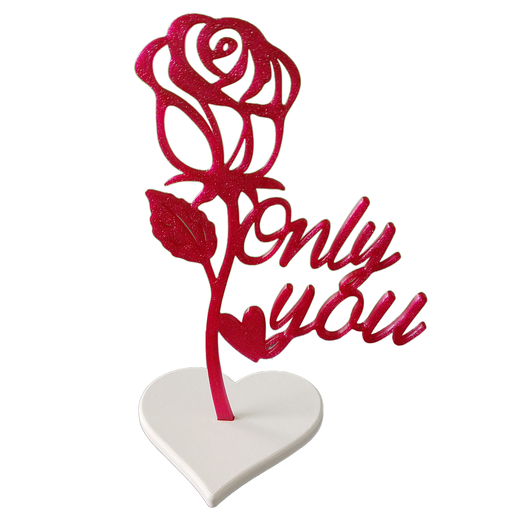 Rose décorative personnalisée « Only You » – Impression 3D